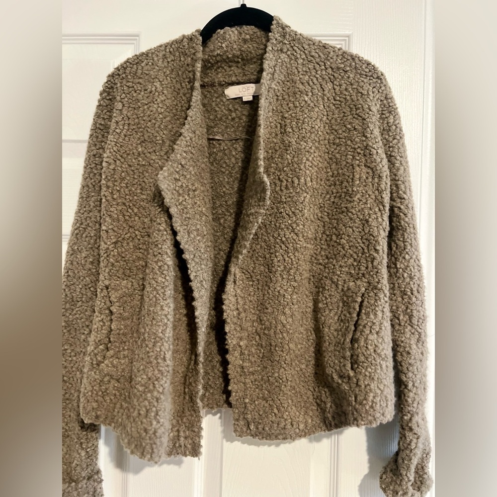 LOFT Textured Open Cardigan - Brown